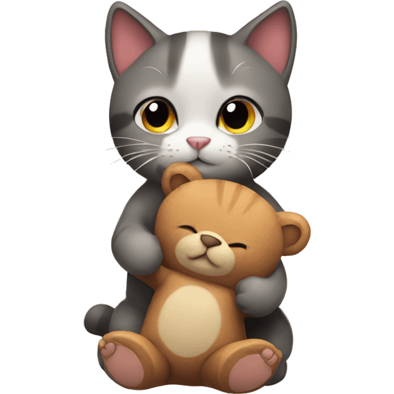 Cat holding a teddy bear  emoji