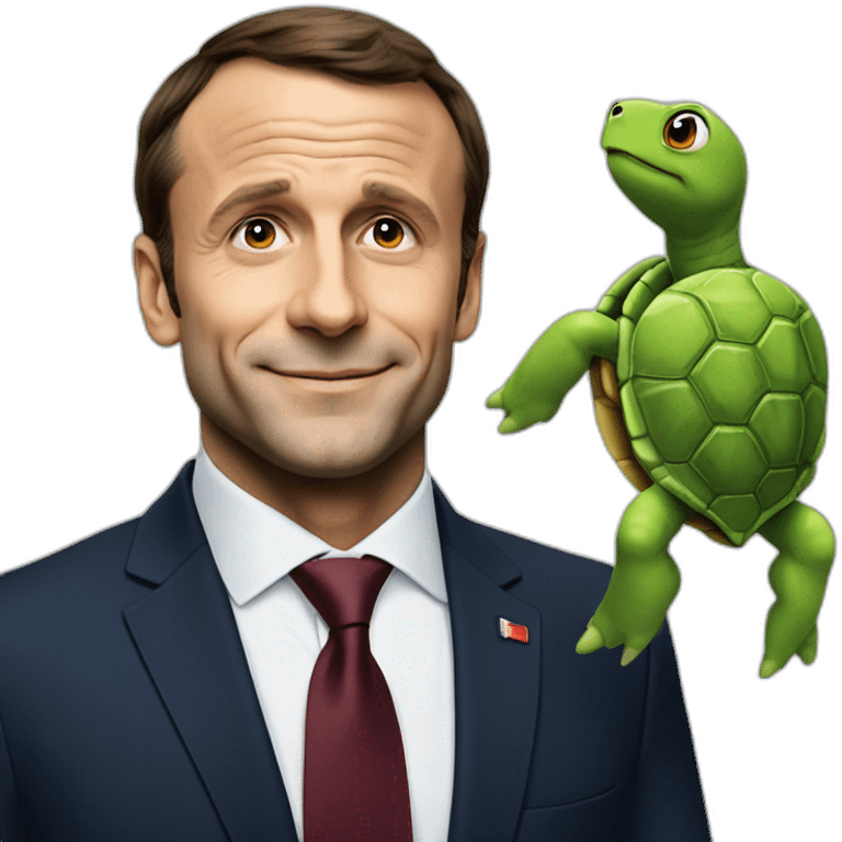 Macron avec une tortue emoji