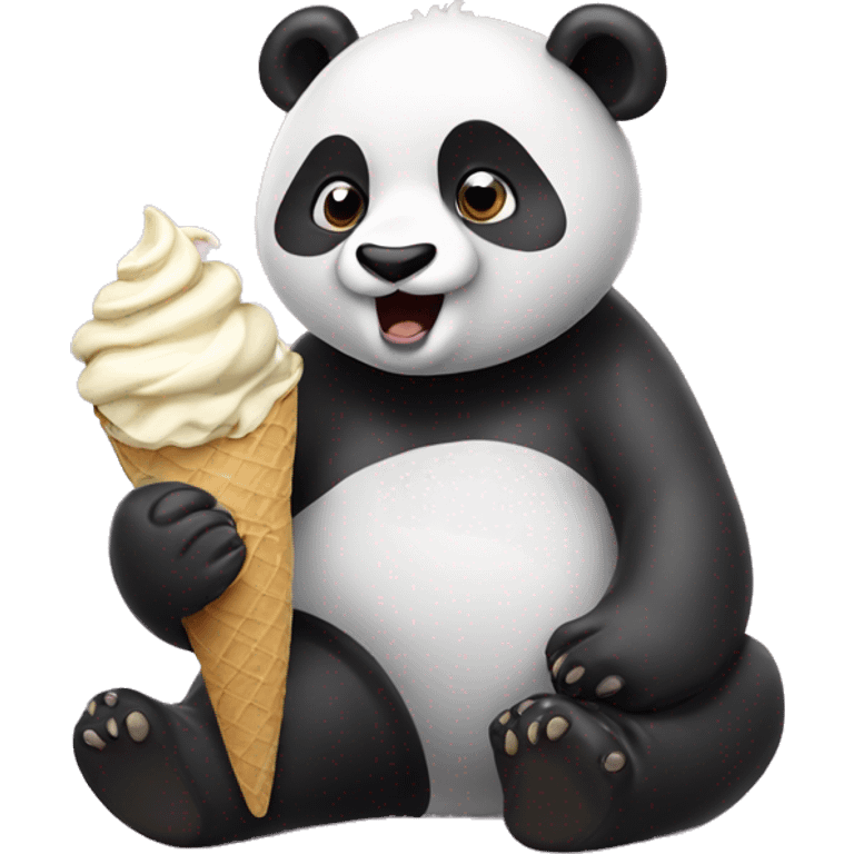 Panda eating ice cream emoji