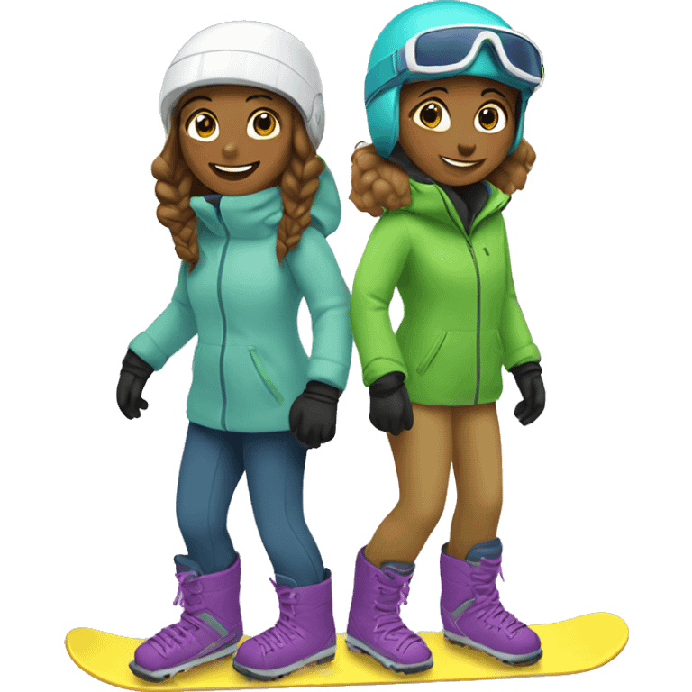 Two girls snowboarding emoji