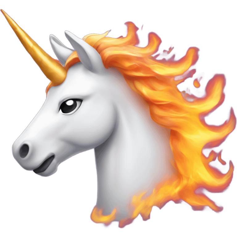 Unicorn with horn on fire emoji