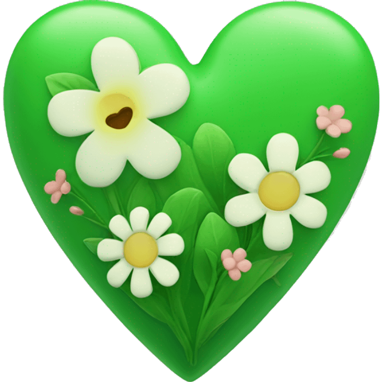 Green heart with flowers  emoji