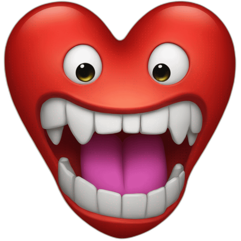 Red heart with monster mouth emoji