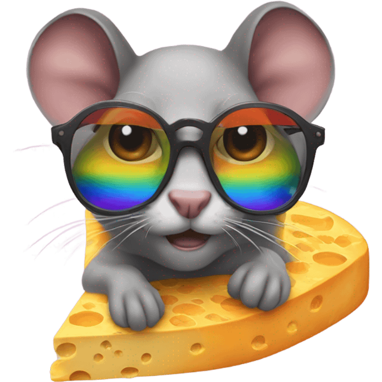 rainbow glasses on a cheddar rat  emoji