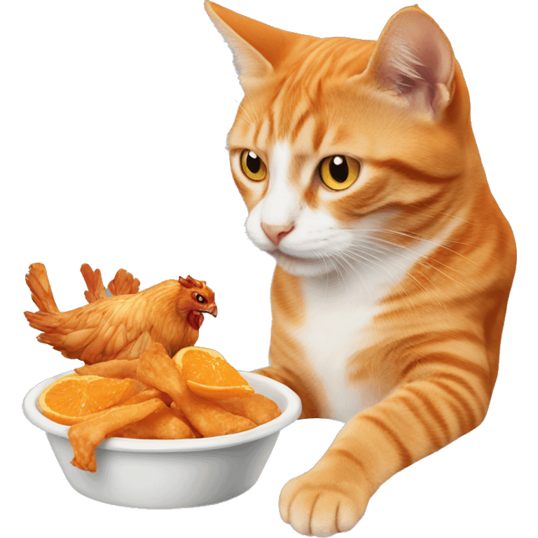 orange cat eating a chicken wing  emoji