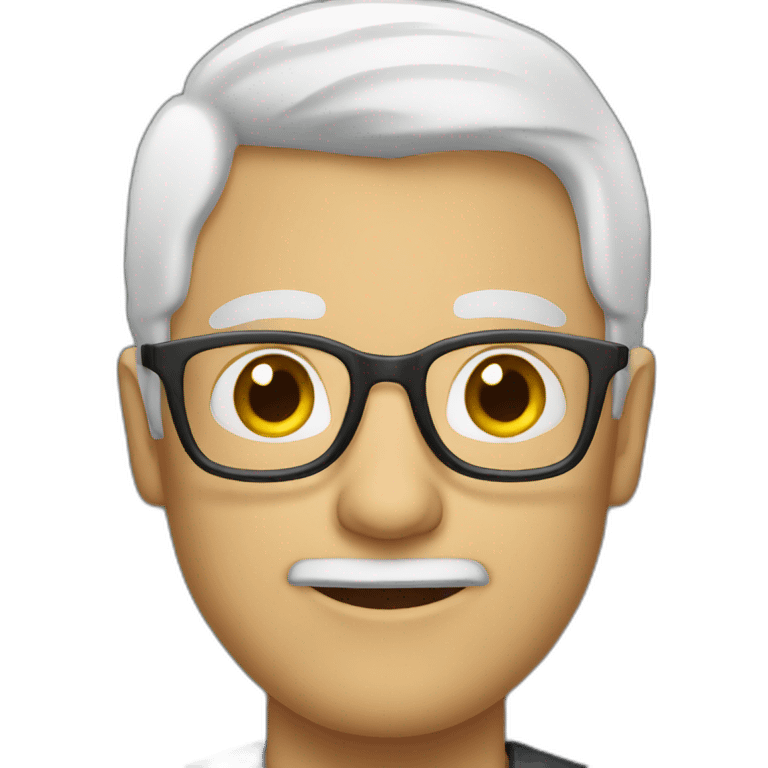 A man with short white hair wearing glasses  emoji