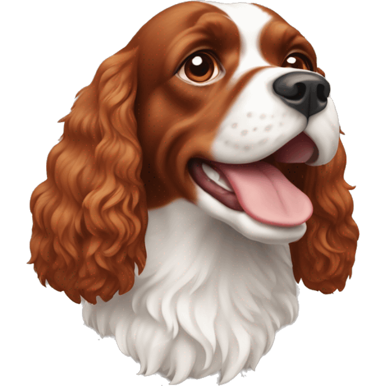 Red and white french britanny spaniel dog emoji