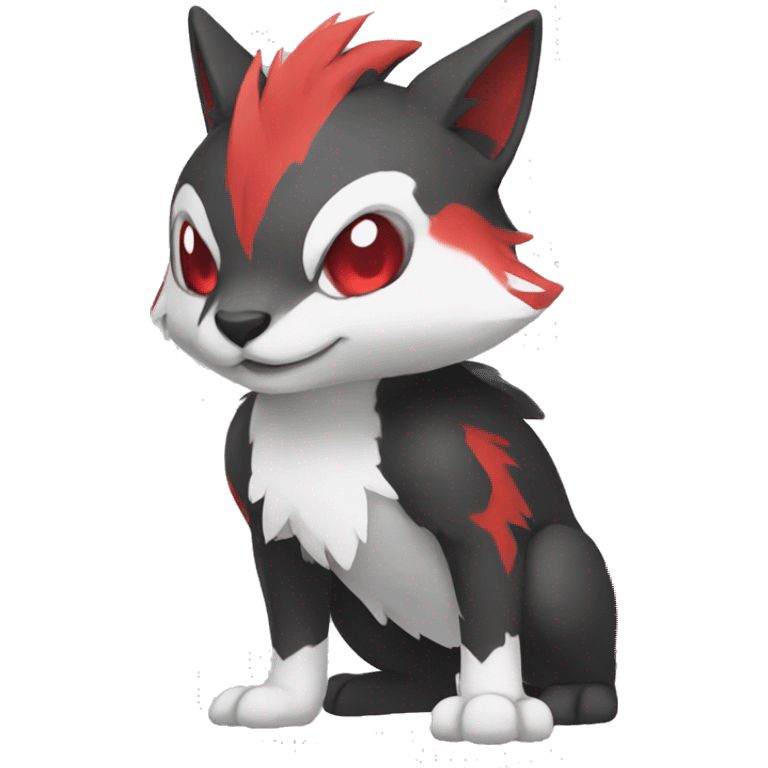 Cute cool black red white animal hybrid Fakemon full body emoji