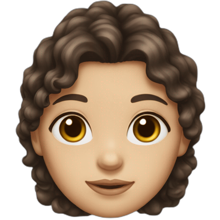 girl with dark brown long curly hair, fair skin and hazel eyes emoji