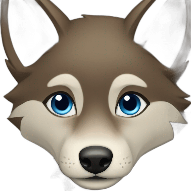 Brown female wolf blue eyes  emoji