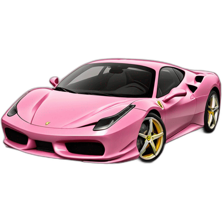 Ferrari de couleur rose avec des ronds jaunes emoji