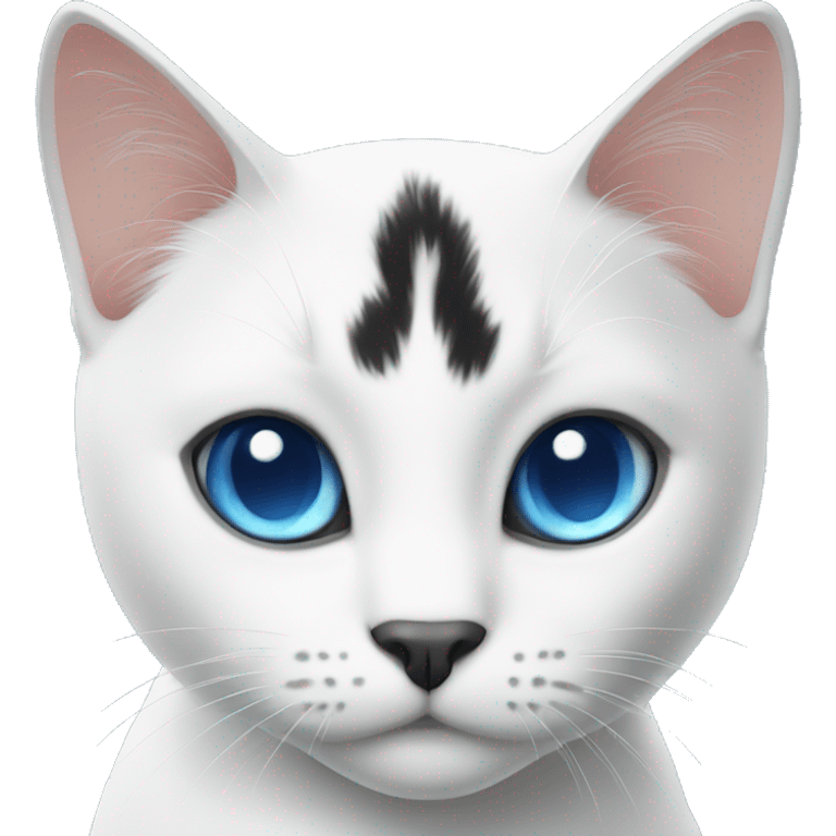 white and black cat with blue eyes emoji