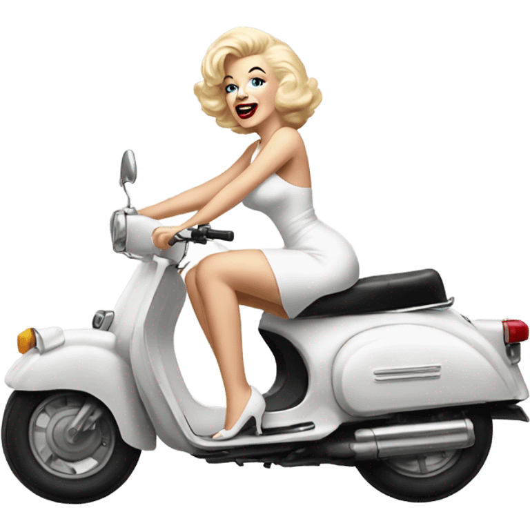 Marilyn Monroe riding a moped in her white dress emoji