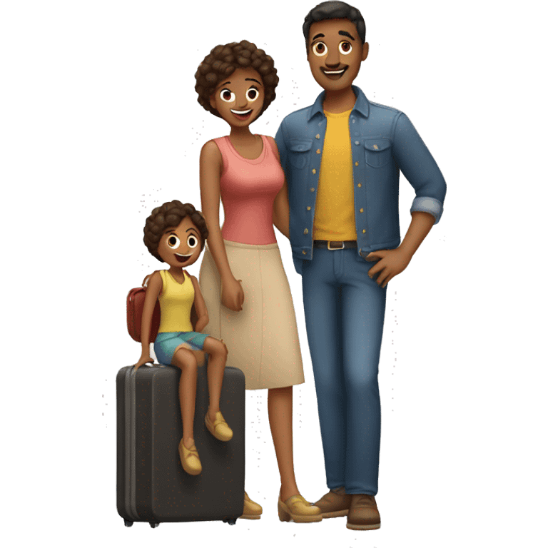 family with suitcases emoji