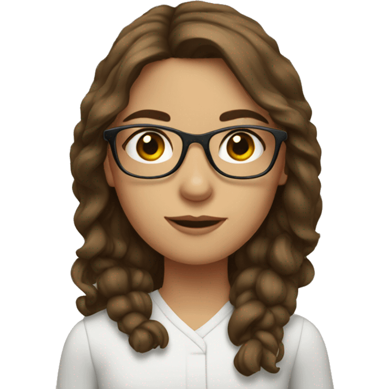 Girl with brown hair and glasses emoji