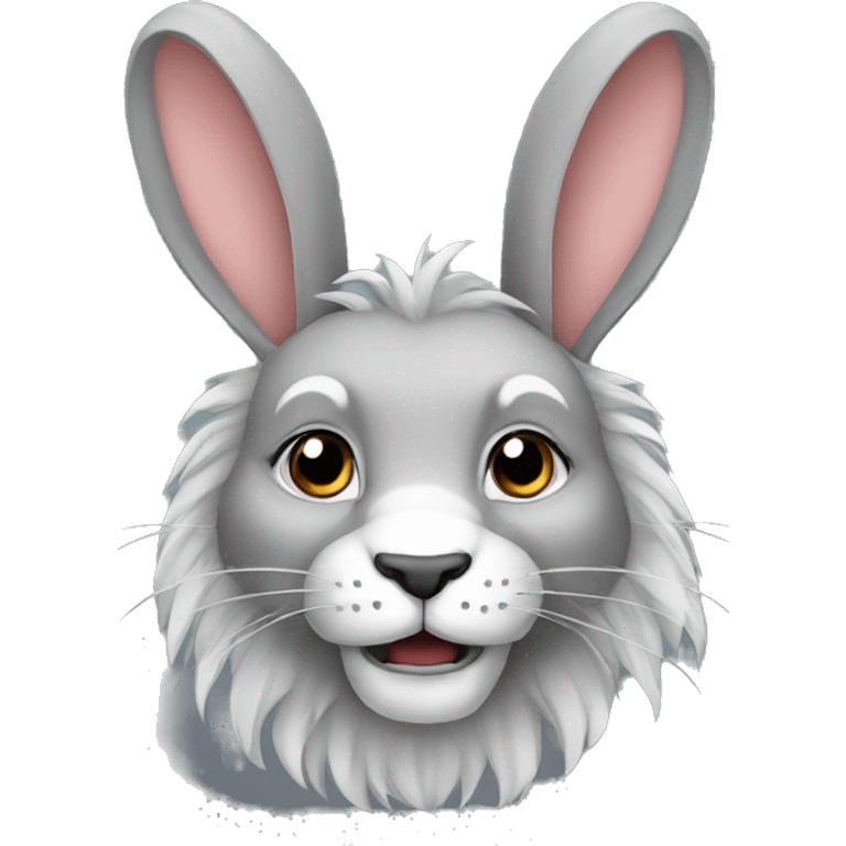 Lion head grey rabbit  emoji