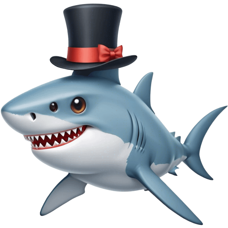 Shark with a top hat emoji