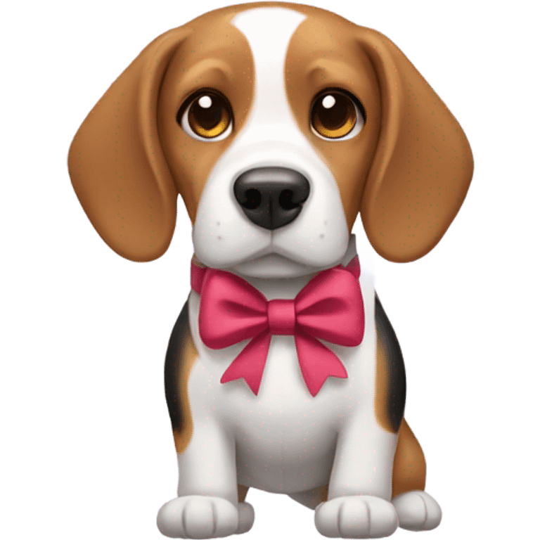 beagle wearing bow emoji