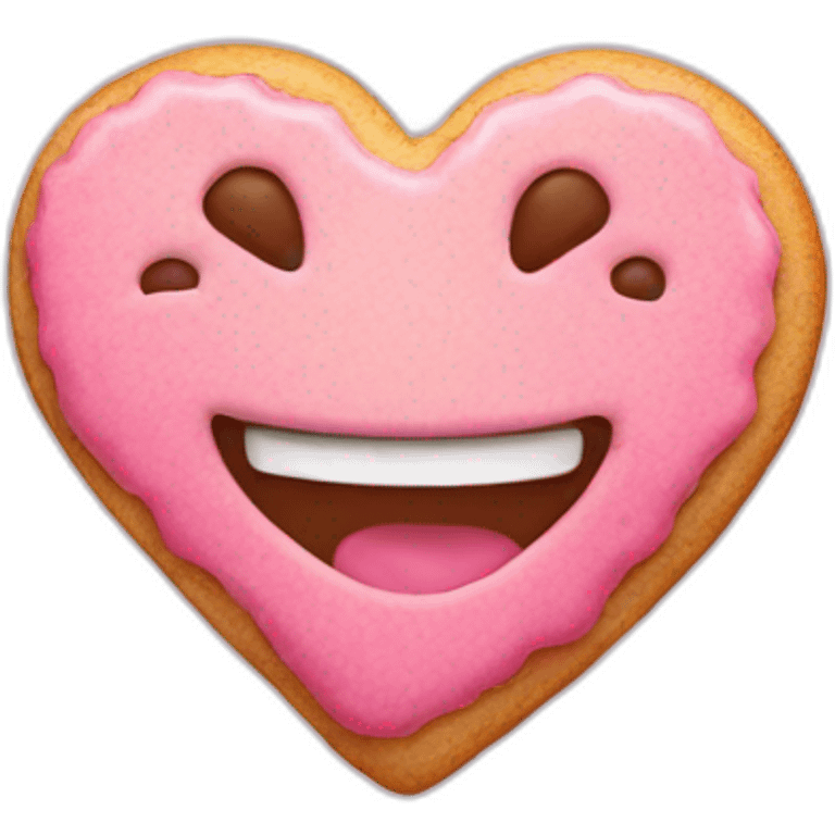 pink smiling cookie heart shape emoji