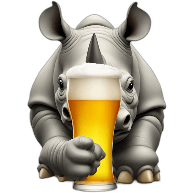 head of a rhino drinking beer emoji