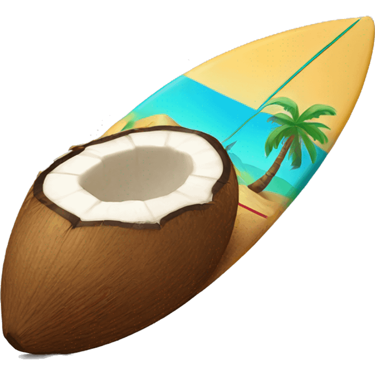 Coconut on a surfboard  emoji