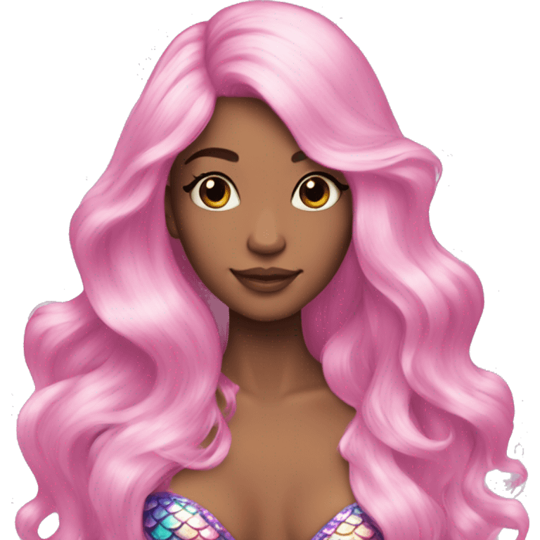 Iridescent mermaid long hair pink emoji