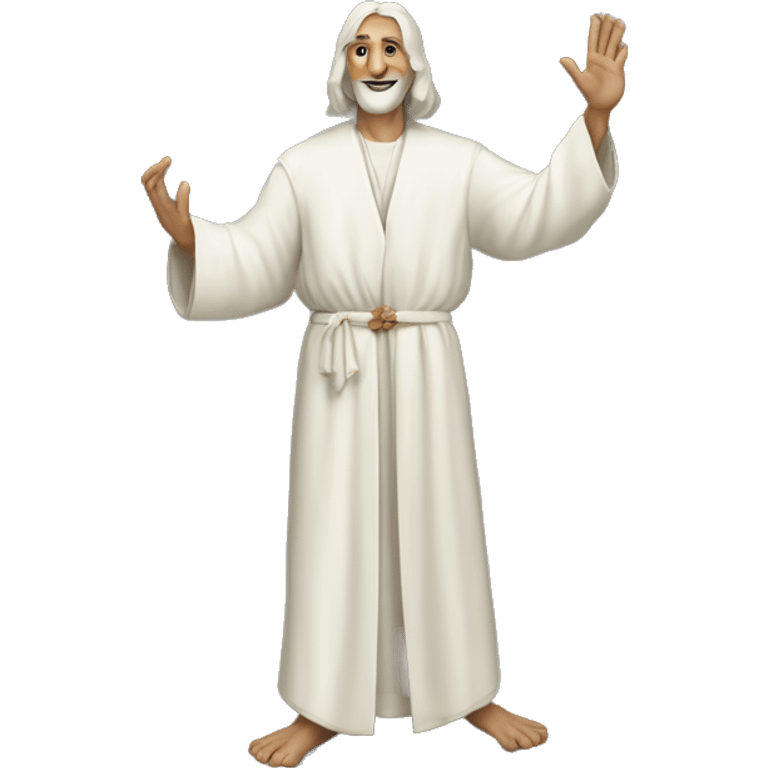 A full-length prophet in a white robe waves his hand, with the inscription "Привет" in the center at the bottom emoji