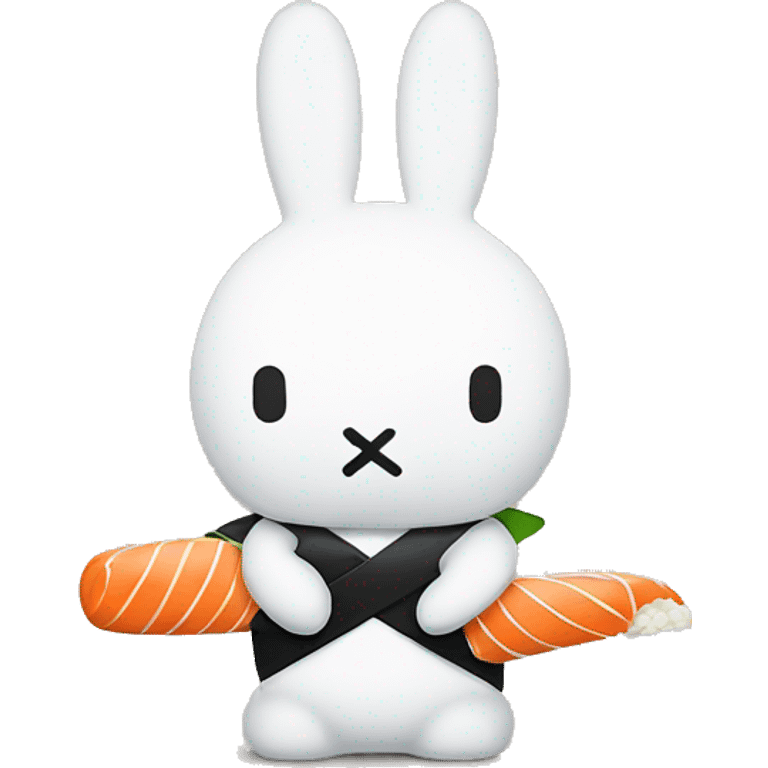 miffy with x mouth eating sushi emoji