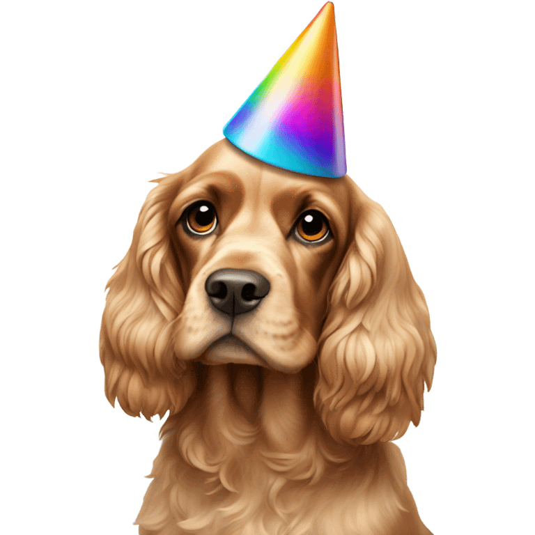 cocker spaniel with party hat emoji