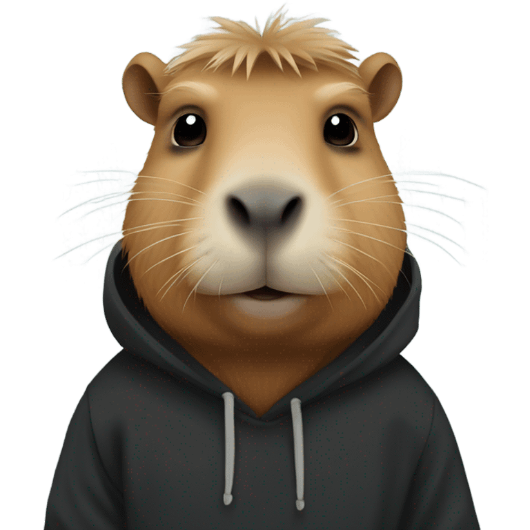 Capybara wearing a black hoodie emoji