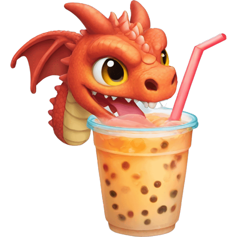 dragon drinking bubble tea emoji