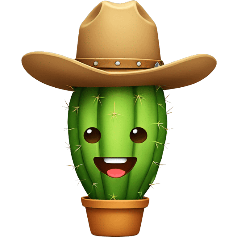 Cute cactus character with a cowboy hat emoji