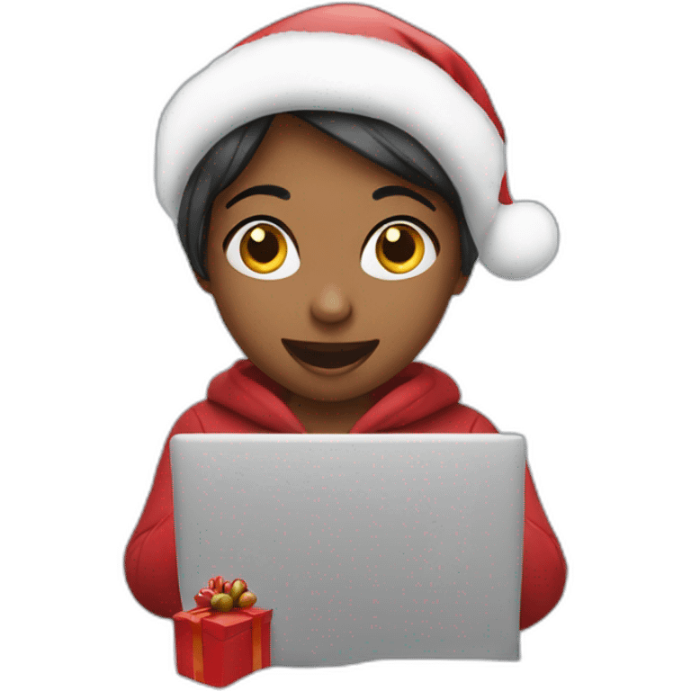 christmas girl poping from laptop emoji