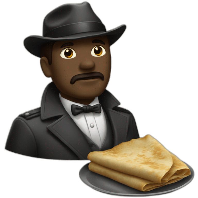 noir qui boit de la pate à crepe emoji