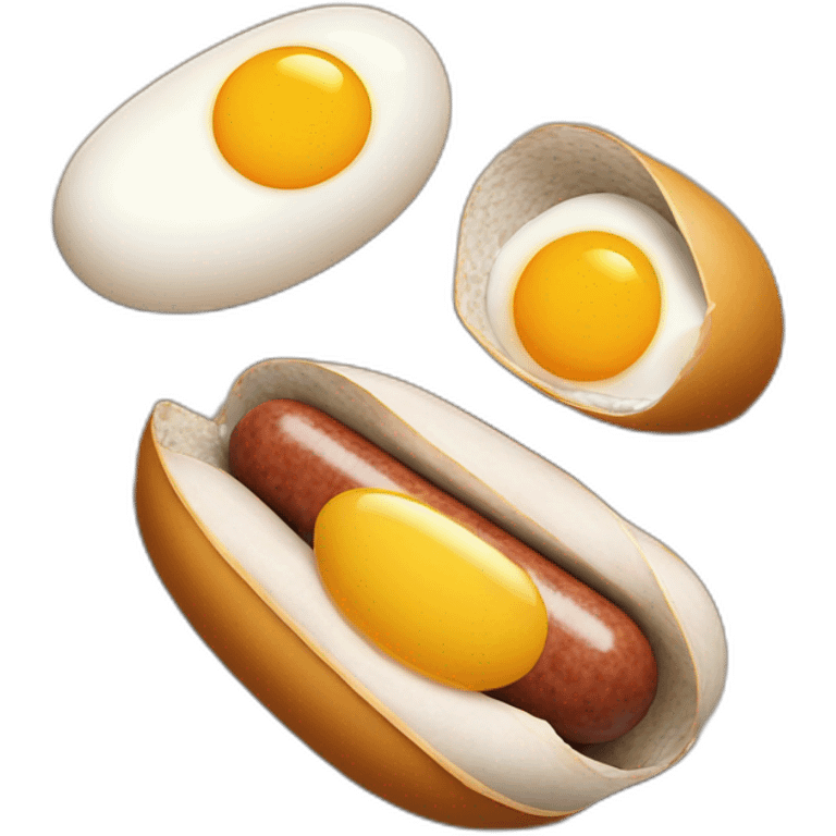 sausage and two raw eggs in shell emoji