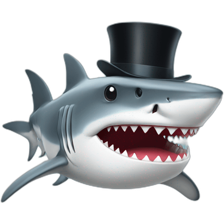 Shark with a top hat emoji