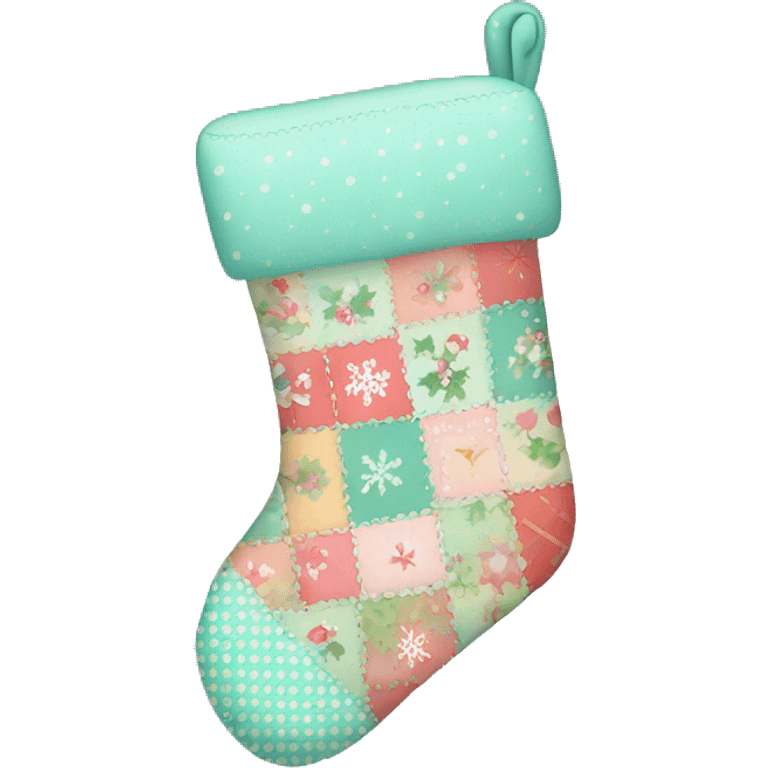 Christmas stocking with pastel patchwork mini floral patterns  emoji