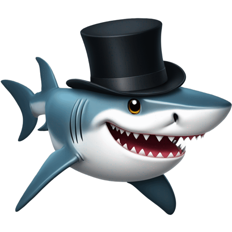 Shark with a top hat emoji