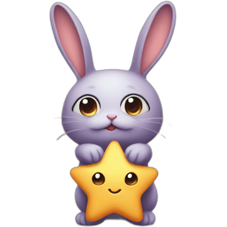 Cute star creature with bunny years emoji