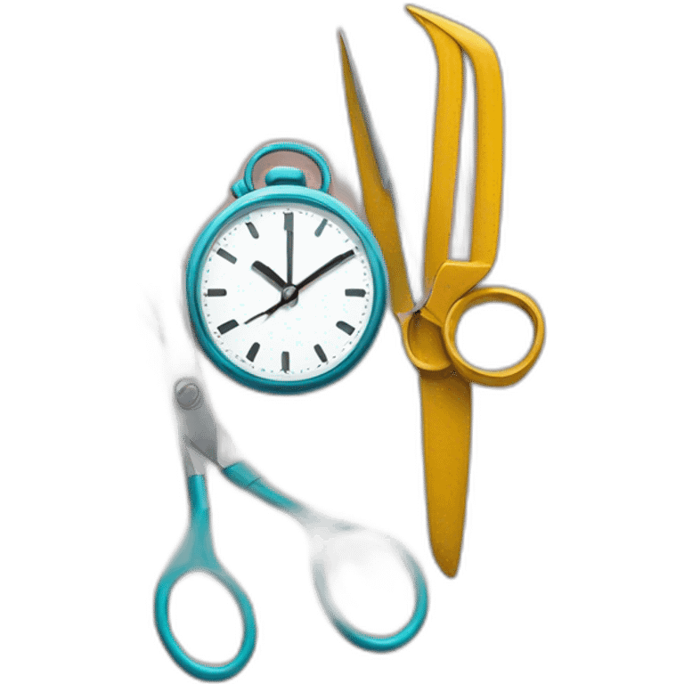 pointed scissors next to a watch emoji