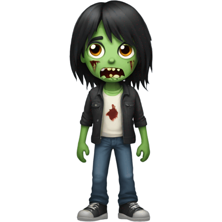 boy zombie with black long hair emoji