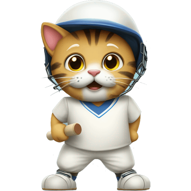 Play cricket cat emoji