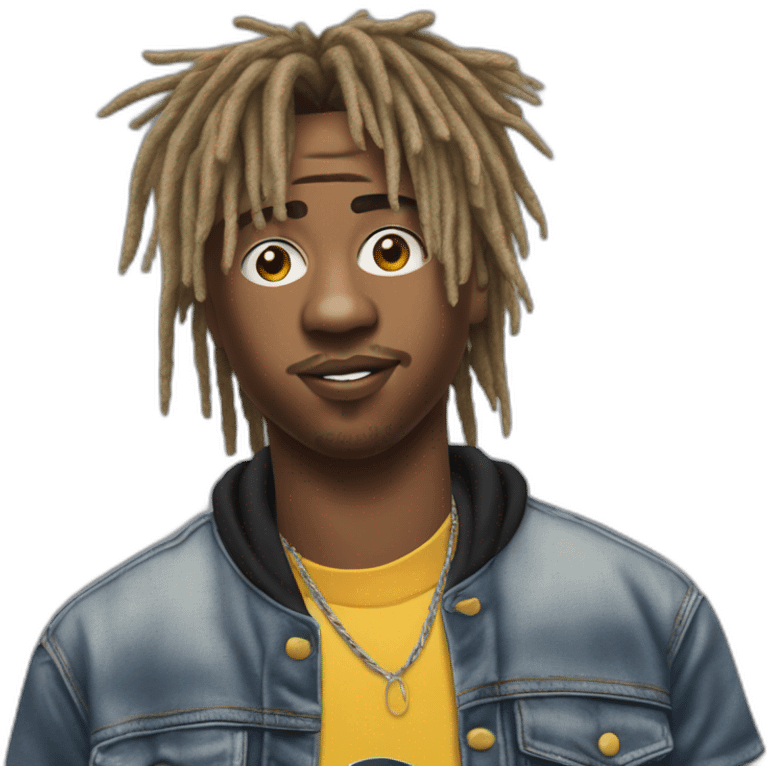 Juice wrld le rappeur américain décédé en 2019 en format réaliste avec le bouc et les dread locks courtes emoji