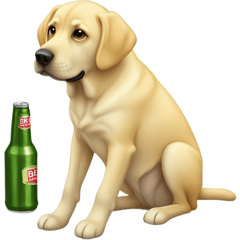 Yellow Labrador drinking a beer emoji