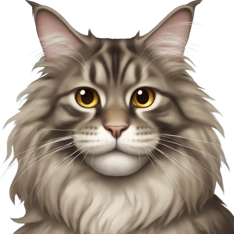 Maine Coon with a stupid face emoji