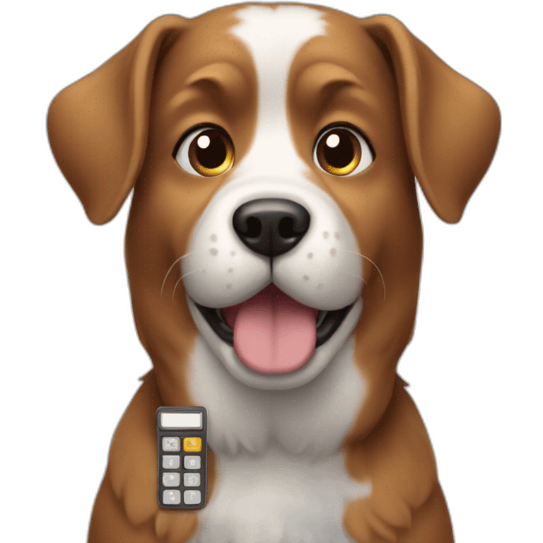 dog using calculator emoji