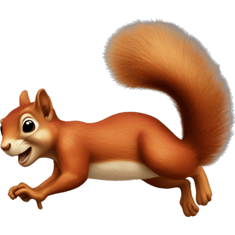 Red squirrel jumping from a tree emoji