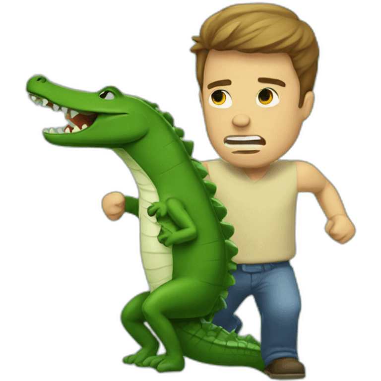 guy losing a fight against an alligator emoji