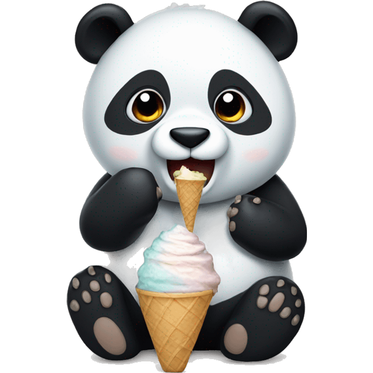 Panda eating ice va cream emoji