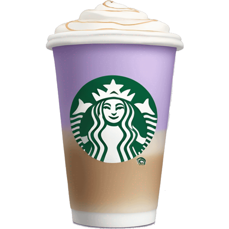 Starbucks lavender latte, cup with logo emoji